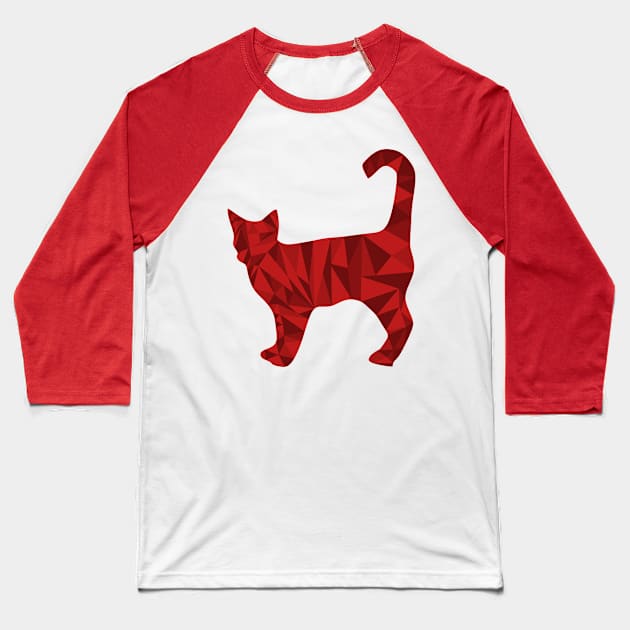 Cat-Abstract Triangle Baseball T-Shirt by Mysimplicity.art